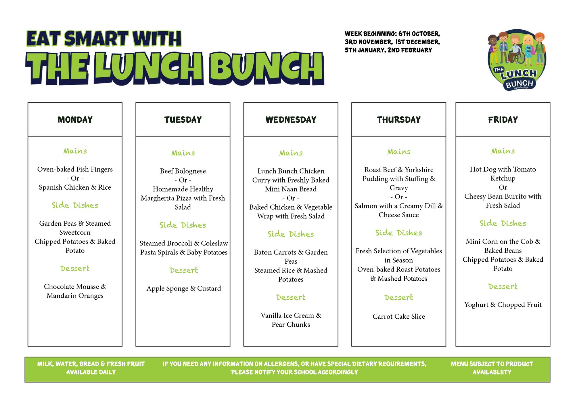 Canteen Menu - Autumn/Winter 2025
