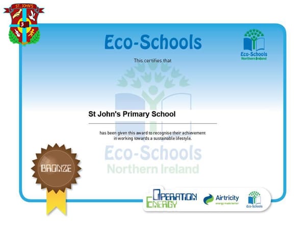 Thank you to all the children and adults involved in achieving the ECO School Bronze Flag Award.