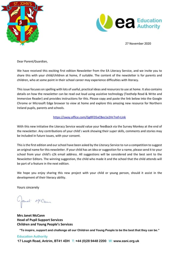 EA launch new Literacy Service Newsletter