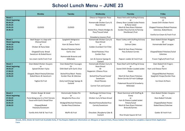 June Menu 2023