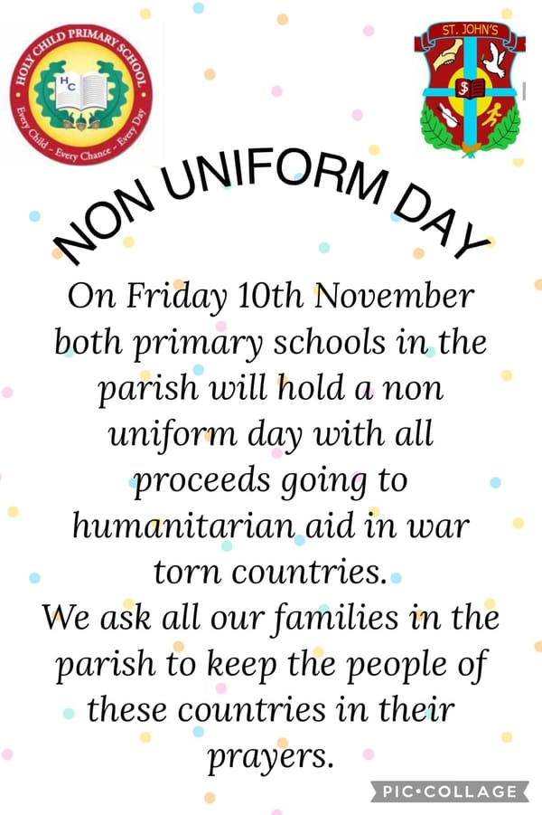 Reminder: Non Uniform Day 10/11/2023
