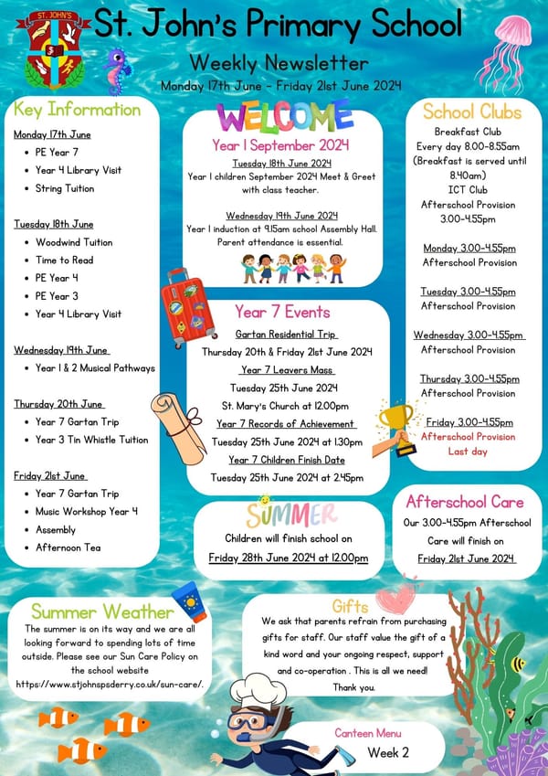 Week Beginning Monday 17th June 2024