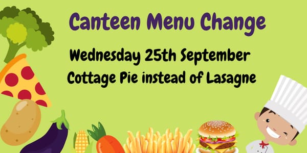 Canteen Menu Change 25/09/2024