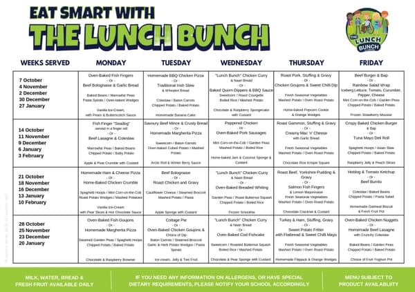 Canteen Menu Autumn/Winter 24/25