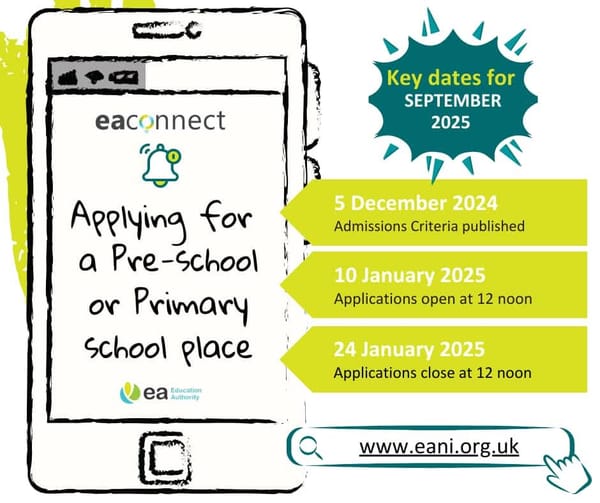 Primary School Admissions opens Friday 10th January