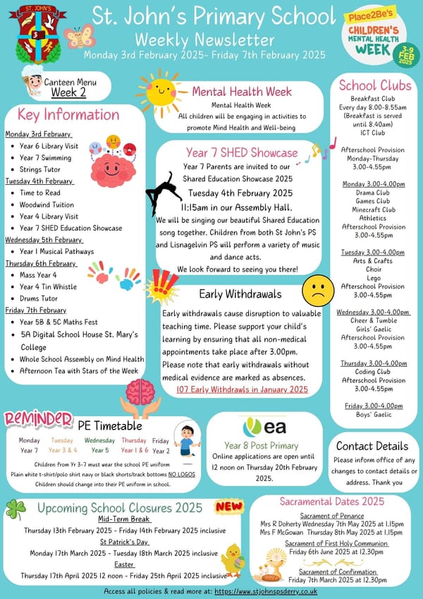 Weekly Newsletter Monday 3rd February 2025