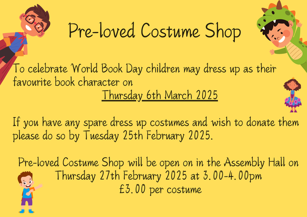 Reminder: Pre-loved Costume Shop