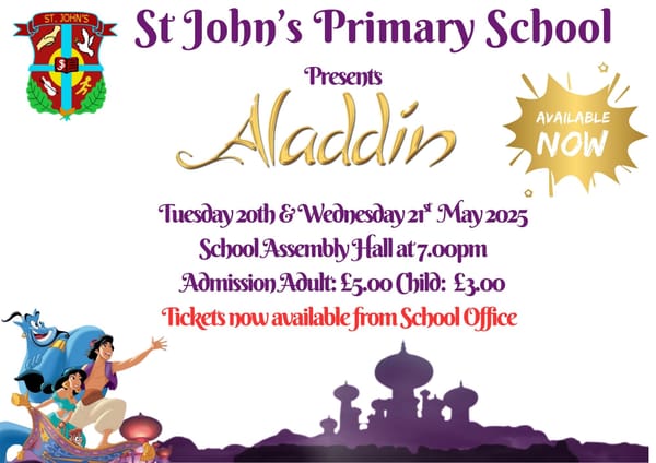 Tickets on Sale Tuesday 13th May 2025 at School Office.