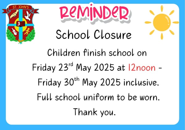 Reminder: School Closure