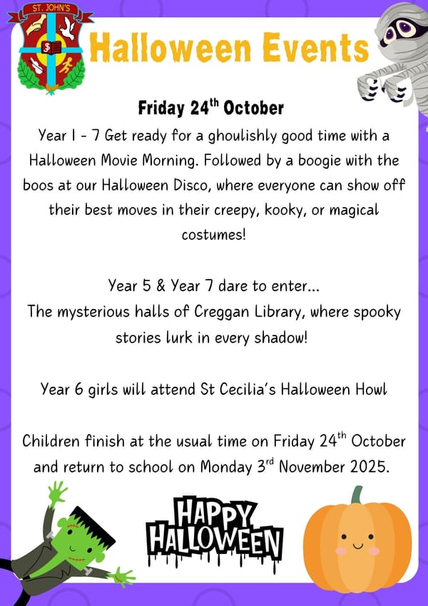 Reminder: Halloween Fun Day Friday 24th October 2025