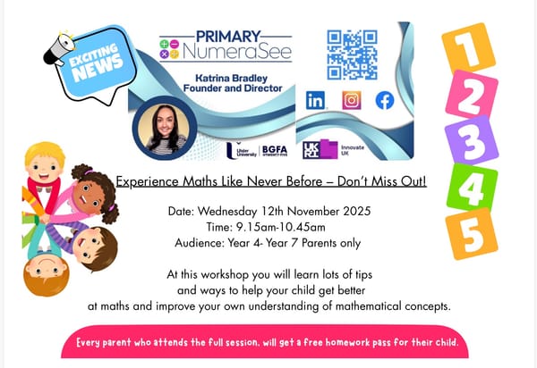 Maths Workshop for Parents on Wednesday 12th November!
