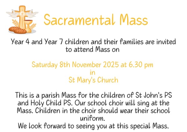 Reminder: Sacramental Mass