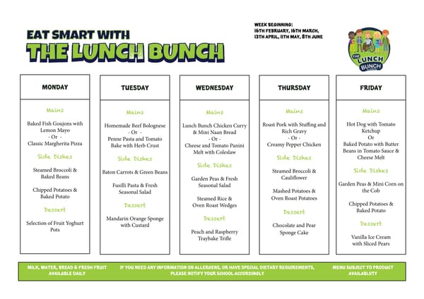 Spring/Summer Canteen Menu