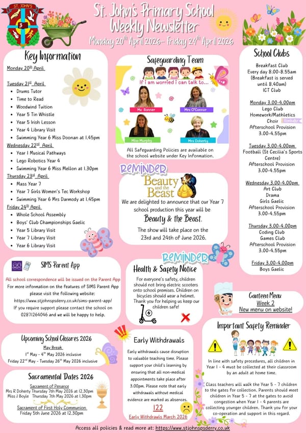 Weekly Newsletter Monday 20th April 2026