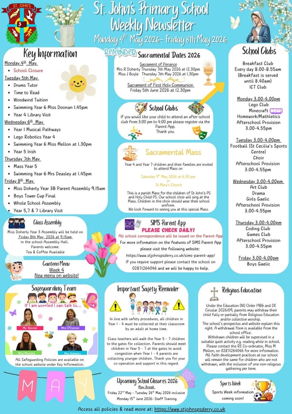 Weekly Newsletter Monday 4th May 2026