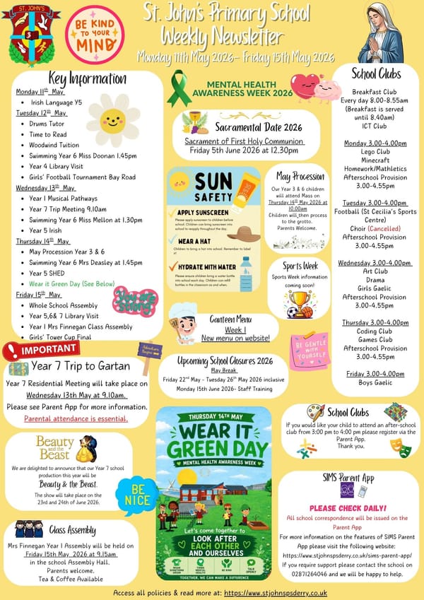 Weekly Newsletter Monday 11th May 2026
