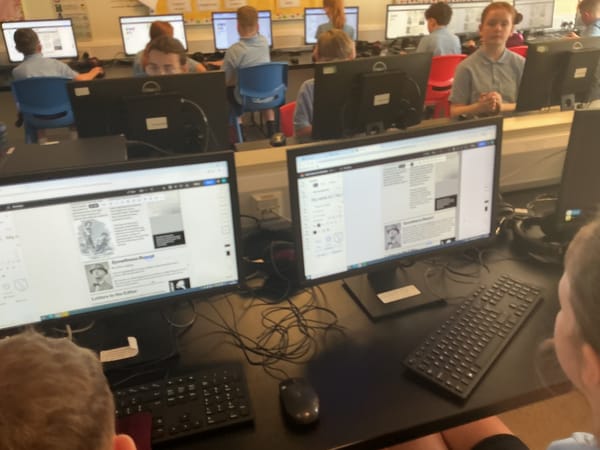 Year 7 using Adobe Express for Famine Reports