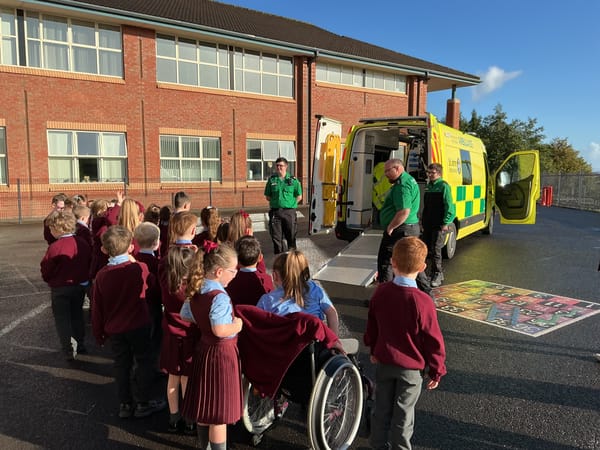 Year 2 had a visit from the ambulance crew.